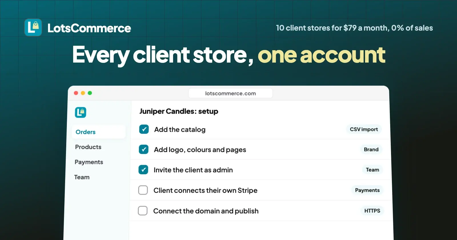LotsCommerce for Agencies: Run Every Client Store From One Account